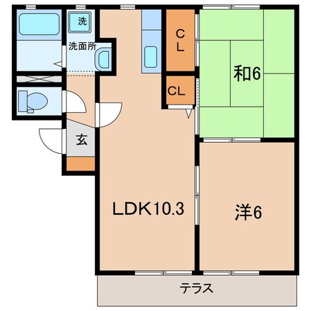 港前 徒歩6分 1階の物件間取画像